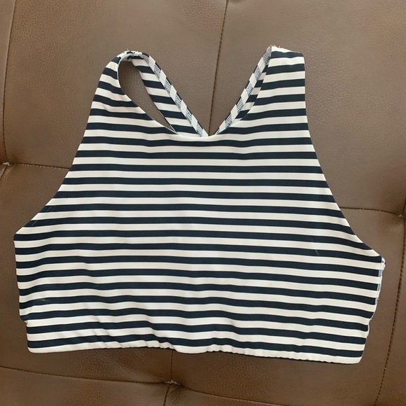 ATHLETA Navy and White Stripe Sports Bra. Size Small - Picture 3 of 5